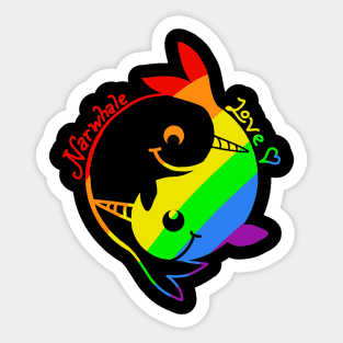 rainbow narwhale zen ying yang Sticker